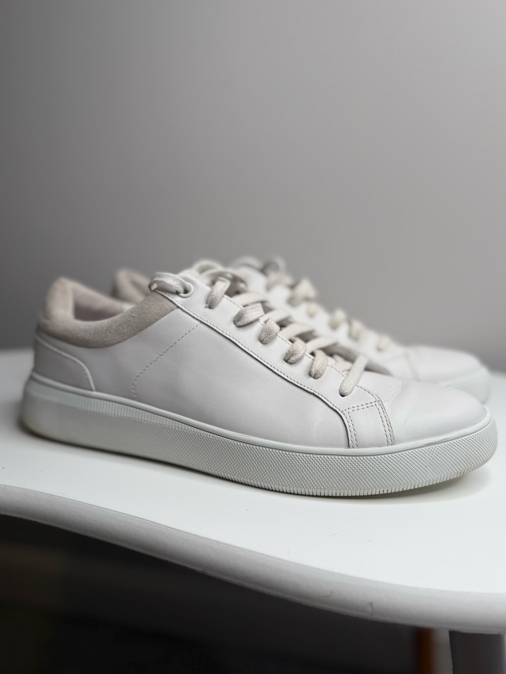Vince White Leather Low-Top Sneakers